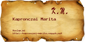 Kapronczai Marita névjegykártya