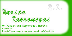 marita kapronczai business card